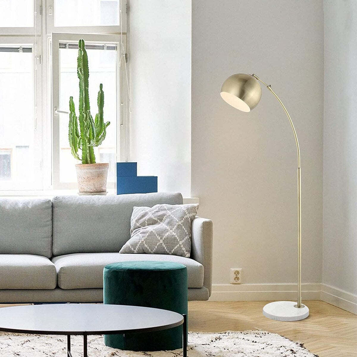 WINGBO Modern Arc Floor Lamp with Rotatable Metal Shade - N/A