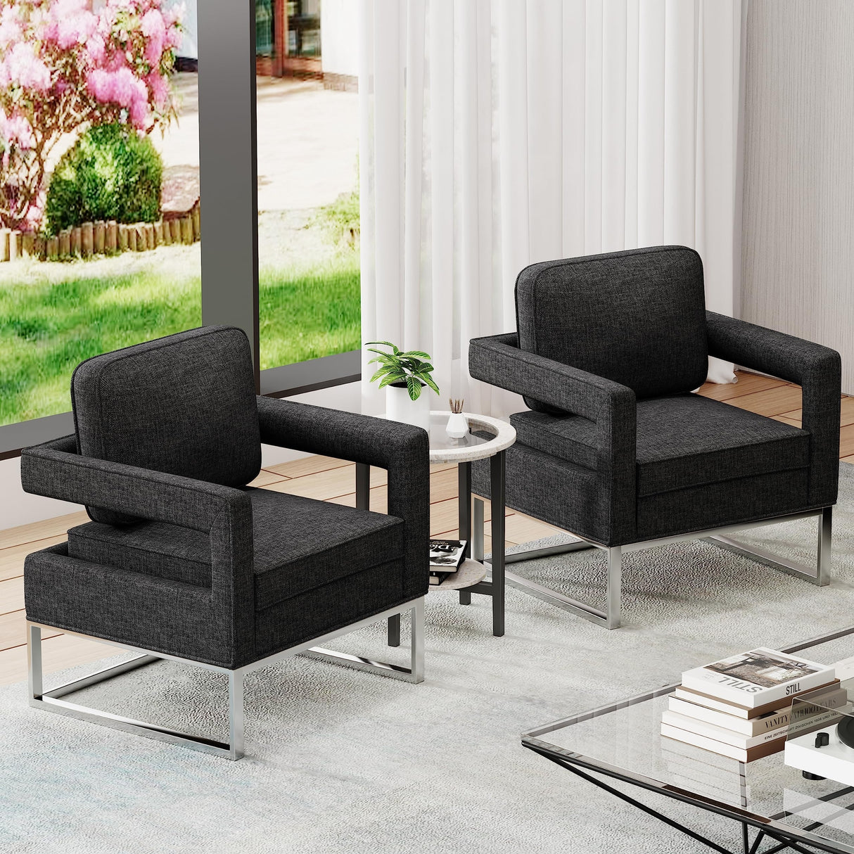 Modern Arm Accent Chair, Mid Century Living Room Chair Upholstered Lounge Chair