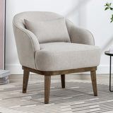 Modern Armchair Accent Chair with Pillow and Solid Wood leg