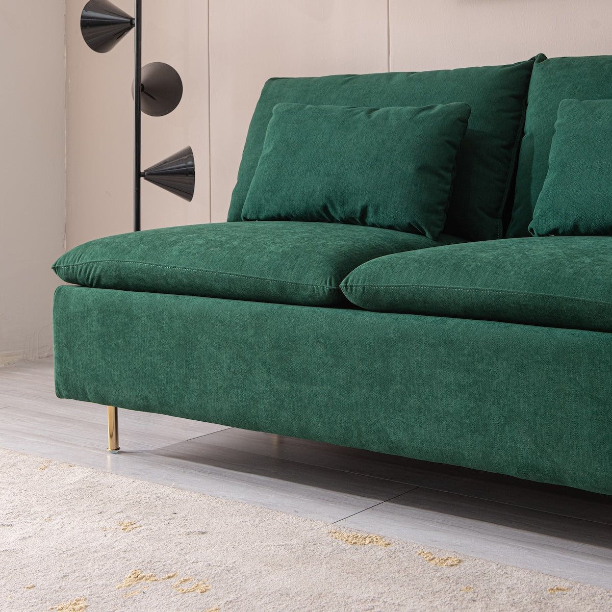 Modern Armless Loveseat Sofa with Throw Pillows and Thickened Seat Cushions, Hardwood Frame Couch for Compact Small Places