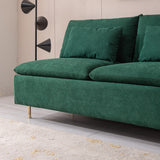 Modern Armless Loveseat Sofa with Throw Pillows and Thickened Seat Cushions, Hardwood Frame Couch for Compact Small Places
