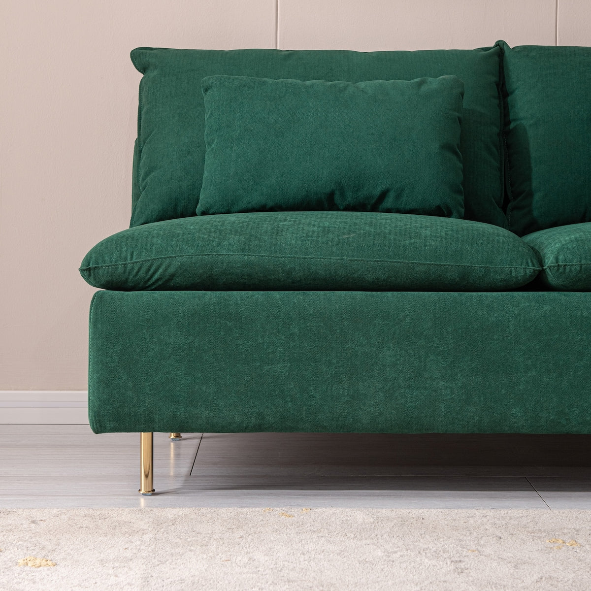Modern Armless Loveseat Sofa with Throw Pillows and Thickened Seat Cushions, Hardwood Frame Couch for Compact Small Places