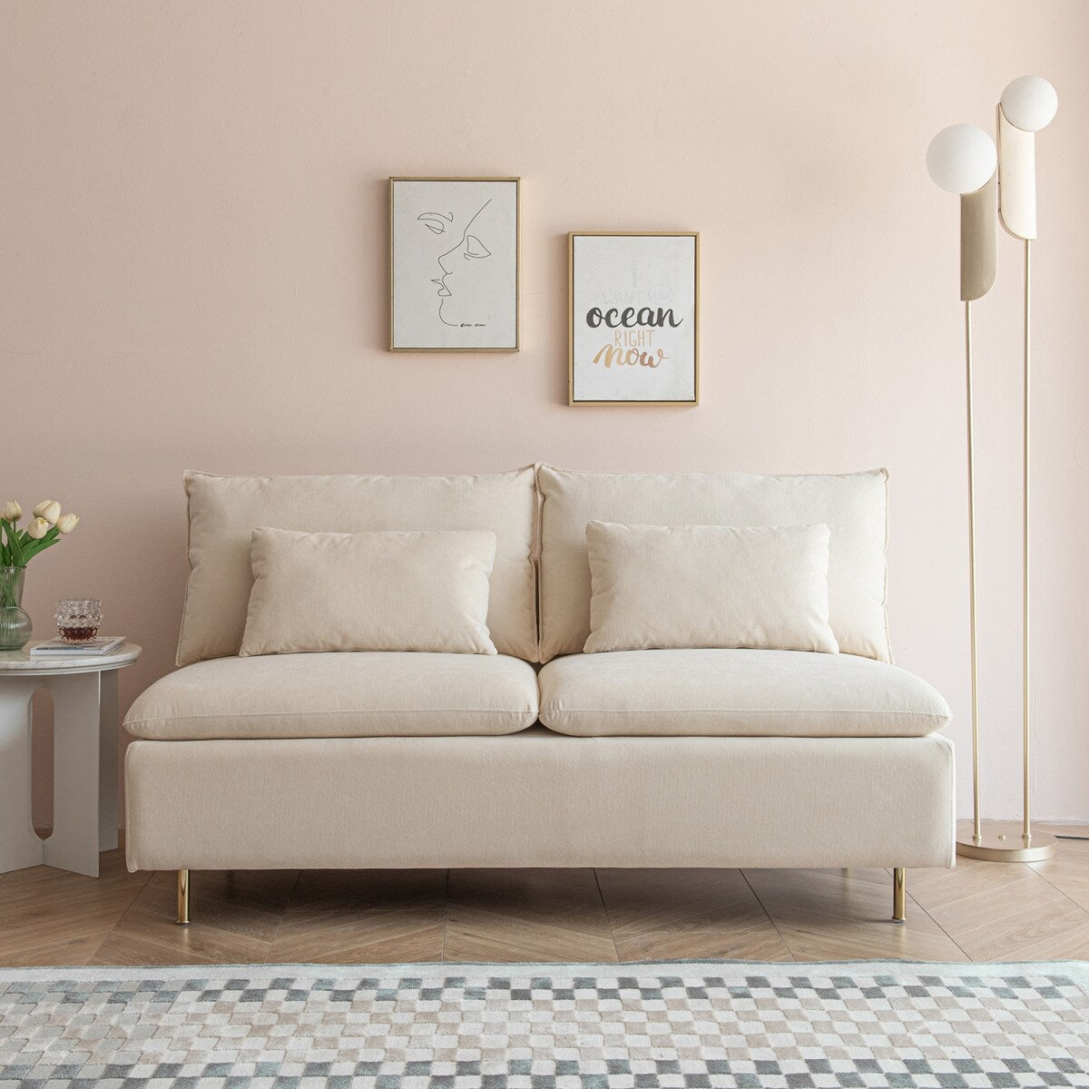 Modern Armless Loveseat - N/A