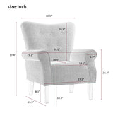 Modern Baroque Design Wing Back Accent Chair Living Room Flared-Rolled Arms Chair with Button-Tufted Back and Wooden Legs