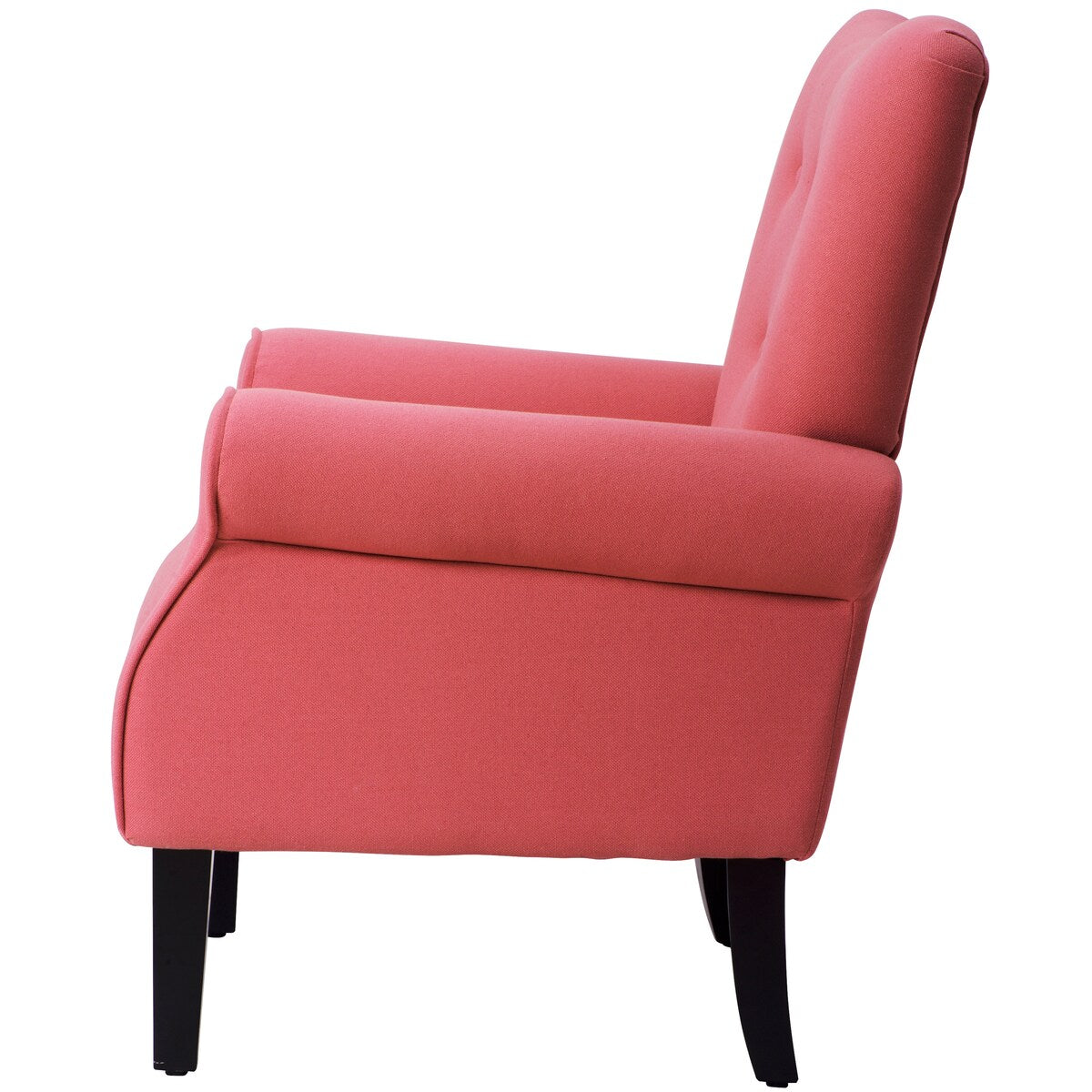 Modern Baroque Design Wing Back Accent Chair Living Room Flared-Rolled Arms Chair with Button-Tufted Back and Wooden Legs