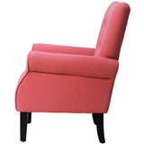 Modern Baroque Design Wing Back Accent Chair Living Room Flared-Rolled Arms Chair with Button-Tufted Back and Wooden Legs