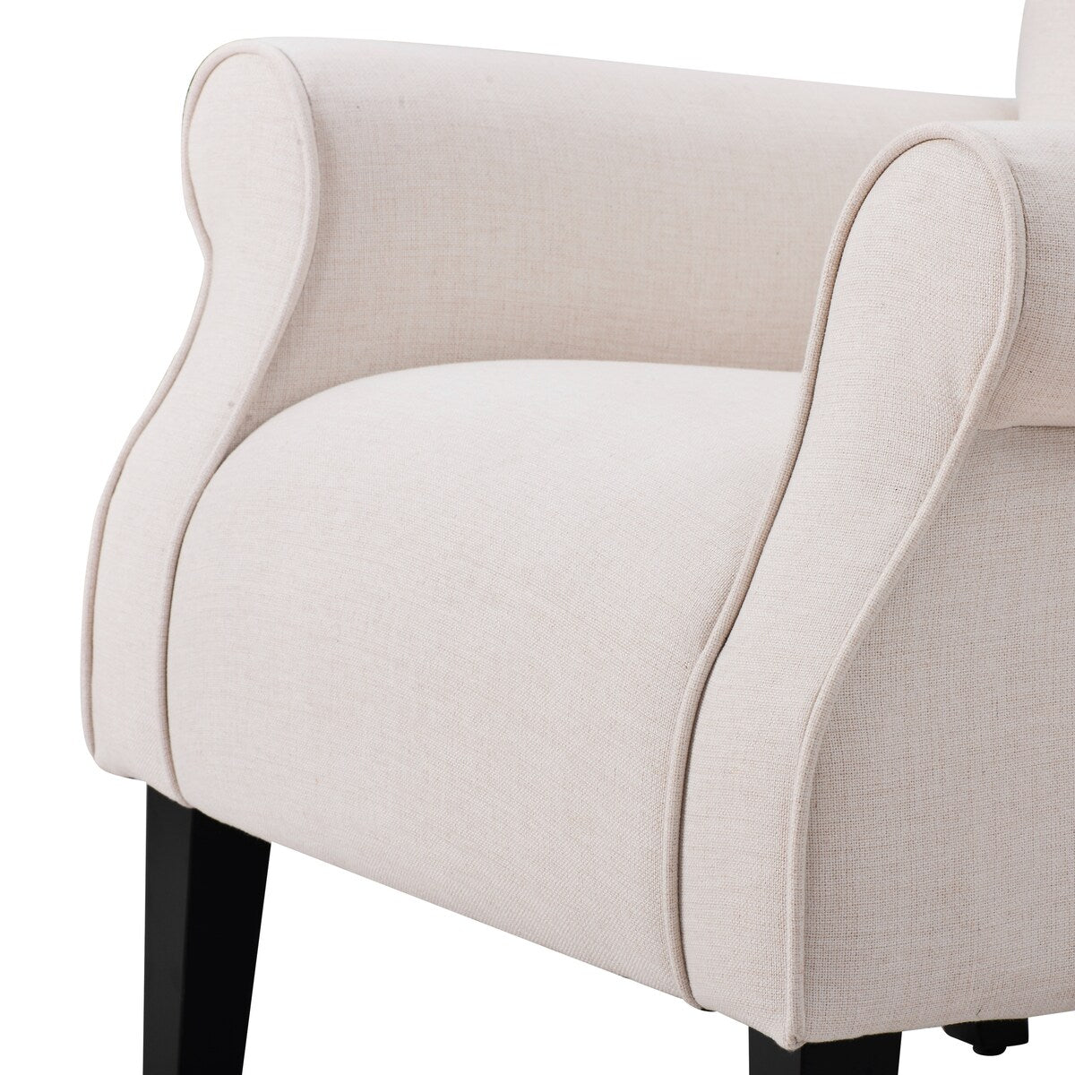 Modern Baroque Design Wing Back Accent Chair Living Room Flared-Rolled Arms Chair with Button-Tufted Back and Wooden Legs