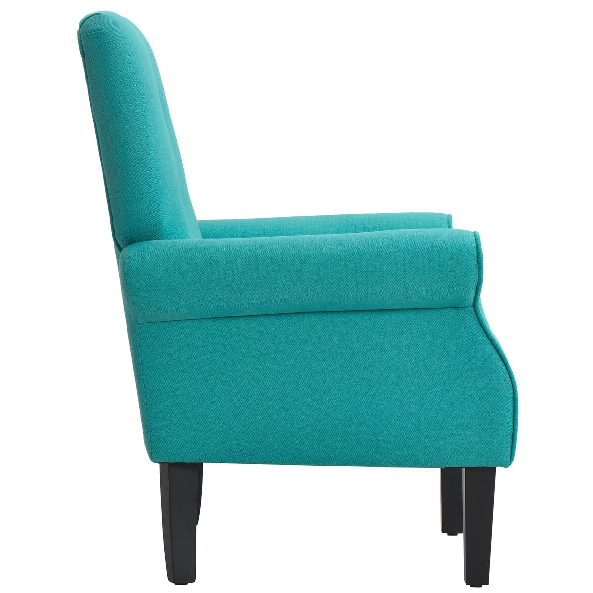 Modern Baroque Design Wing Back Accent Chair Living Room Flared-Rolled Arms Chair with Button-Tufted Back and Wooden Legs