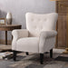 Modern Baroque Design Wing Back Accent Chair Living Room Flared-Rolled Arms Chair with Button-Tufted Back and Wooden Legs