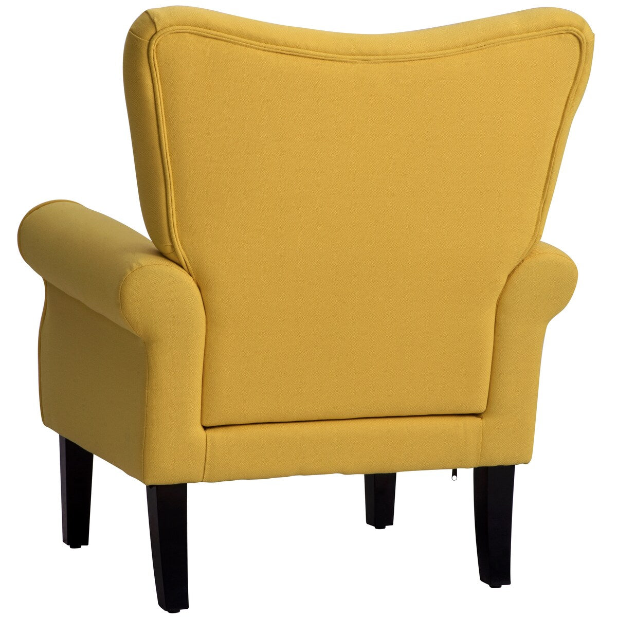 Modern Baroque Design Wing Back Accent Chair Living Room Flared-Rolled Arms Chair with Button-Tufted Back and Wooden Legs