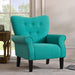 Modern Baroque Design Wing Back Accent Chair Living Room Flared-Rolled Arms Chair with Button-Tufted Back and Wooden Legs