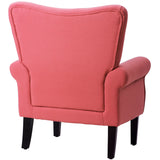 Modern Baroque Design Wing Back Accent Chair Living Room Flared-Rolled Arms Chair with Button-Tufted Back and Wooden Legs