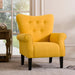 Modern Baroque Design Wing Back Accent Chair Living Room Flared-Rolled Arms Chair with Button-Tufted Back and Wooden Legs