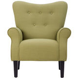 Modern Baroque Design Wing Back Accent Chair Living Room Flared-Rolled Arms Chair with Button-Tufted Back and Wooden Legs