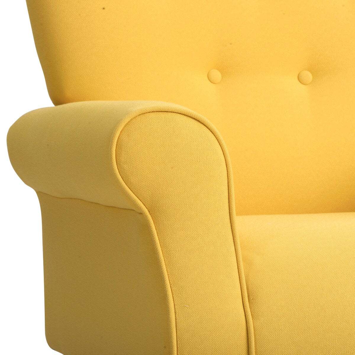 Modern Baroque Design Wing Back Accent Chair Living Room Flared-Rolled Arms Chair with Button-Tufted Back and Wooden Legs