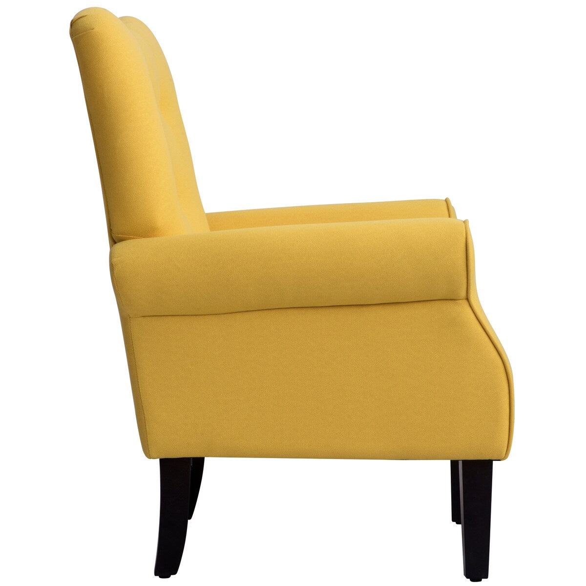 Modern Baroque Design Wing Back Accent Chair Living Room Flared-Rolled Arms Chair with Button-Tufted Back and Wooden Legs