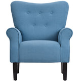 Modern Baroque Design Wing Back Accent Chair Living Room Flared-Rolled Arms Chair with Button-Tufted Back and Wooden Legs