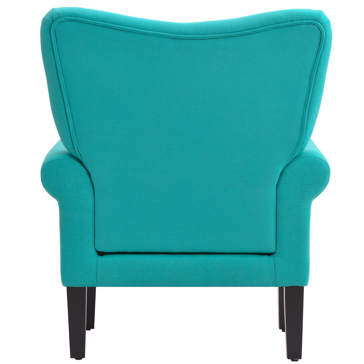 Modern Baroque Design Wing Back Accent Chair Living Room Flared-Rolled Arms Chair with Button-Tufted Back and Wooden Legs