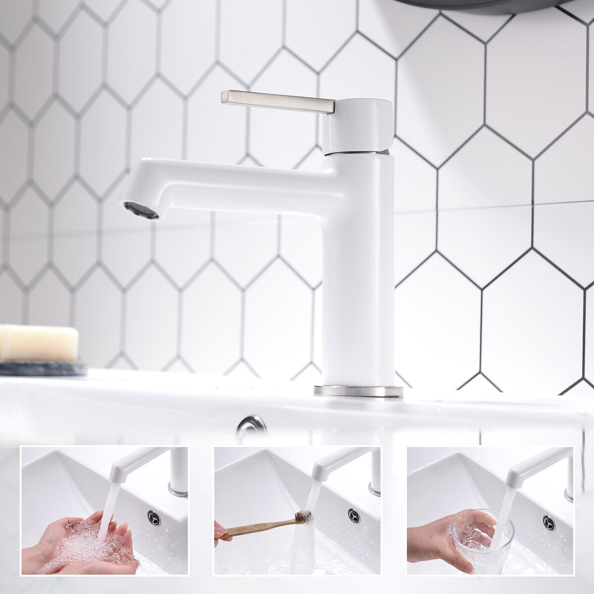 Modern Bathroom Sink Faucet Single Handle and 1 Hole