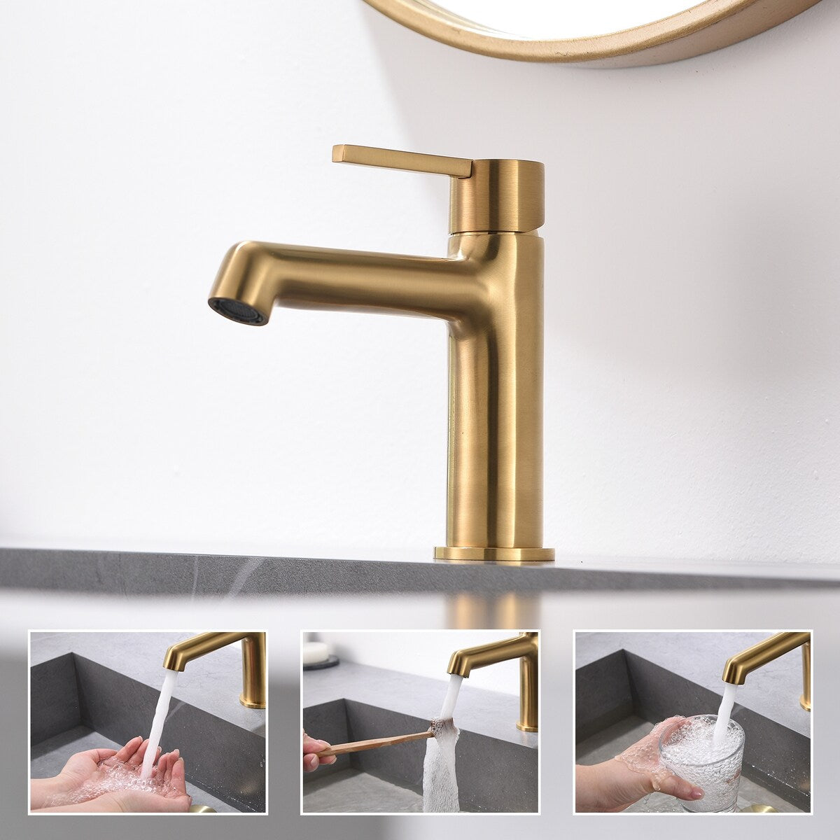 Modern Bathroom Sink Faucet Single Handle and 1 Hole