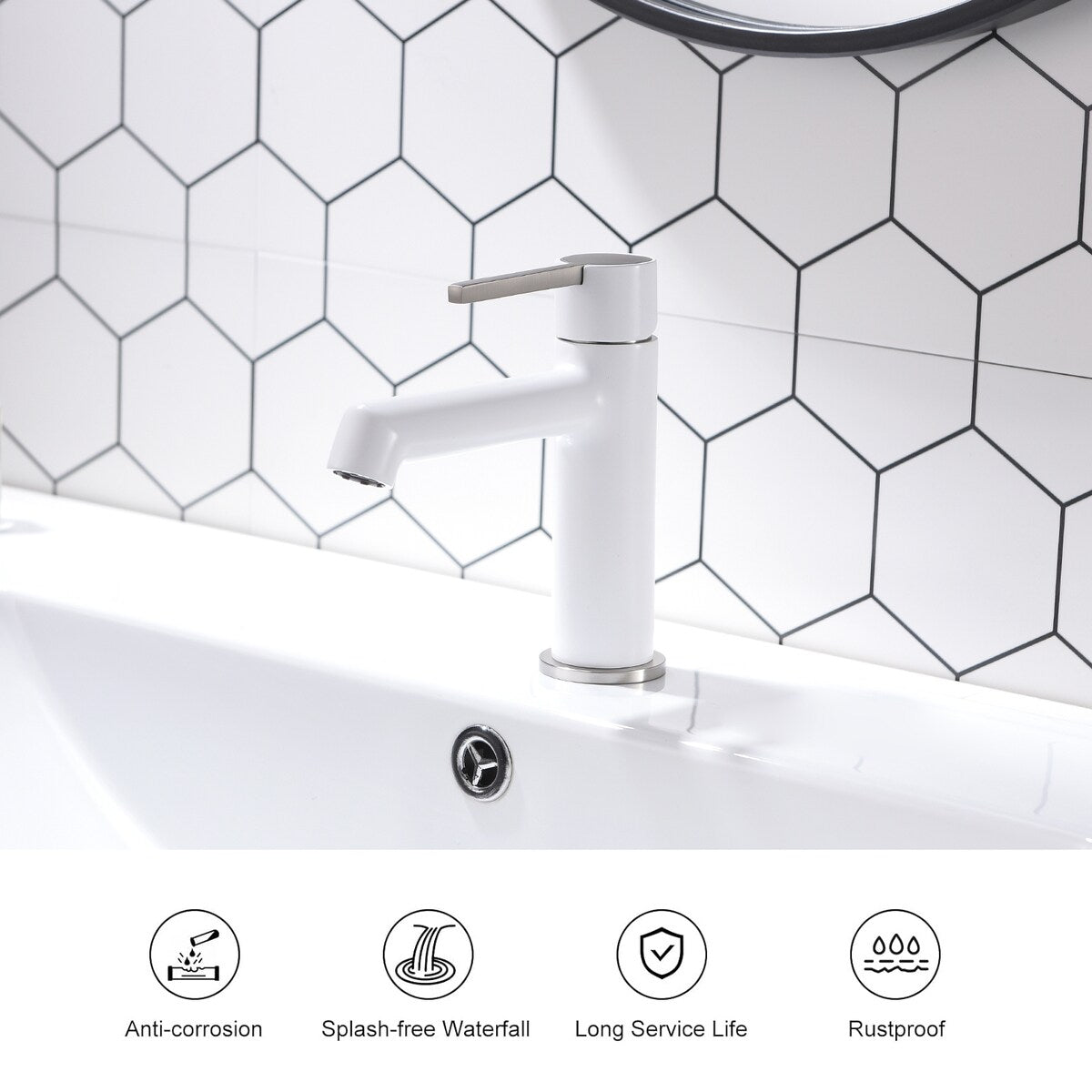 Modern Bathroom Sink Faucet Single Handle and 1 Hole
