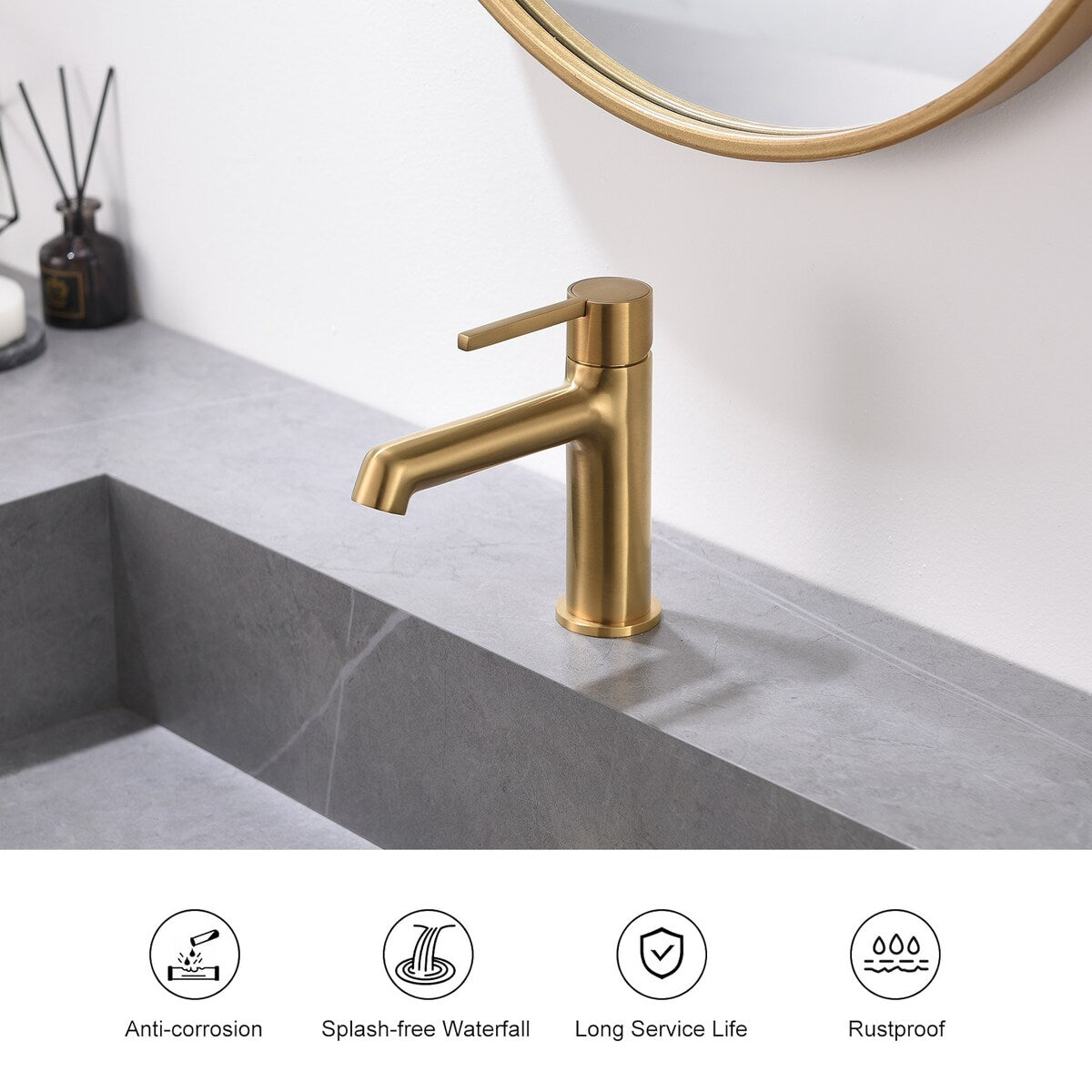 Modern Bathroom Sink Faucet Single Handle and 1 Hole