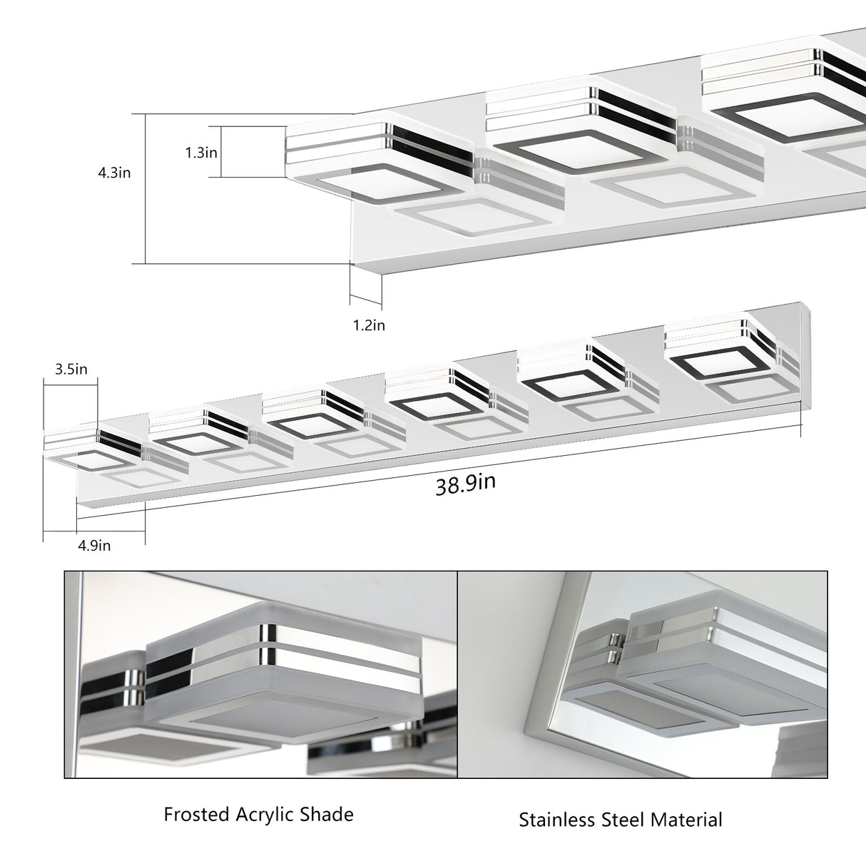 Modern Bathroom Vanity Lighting 5-Light LED Vanity Lights Wall Lights