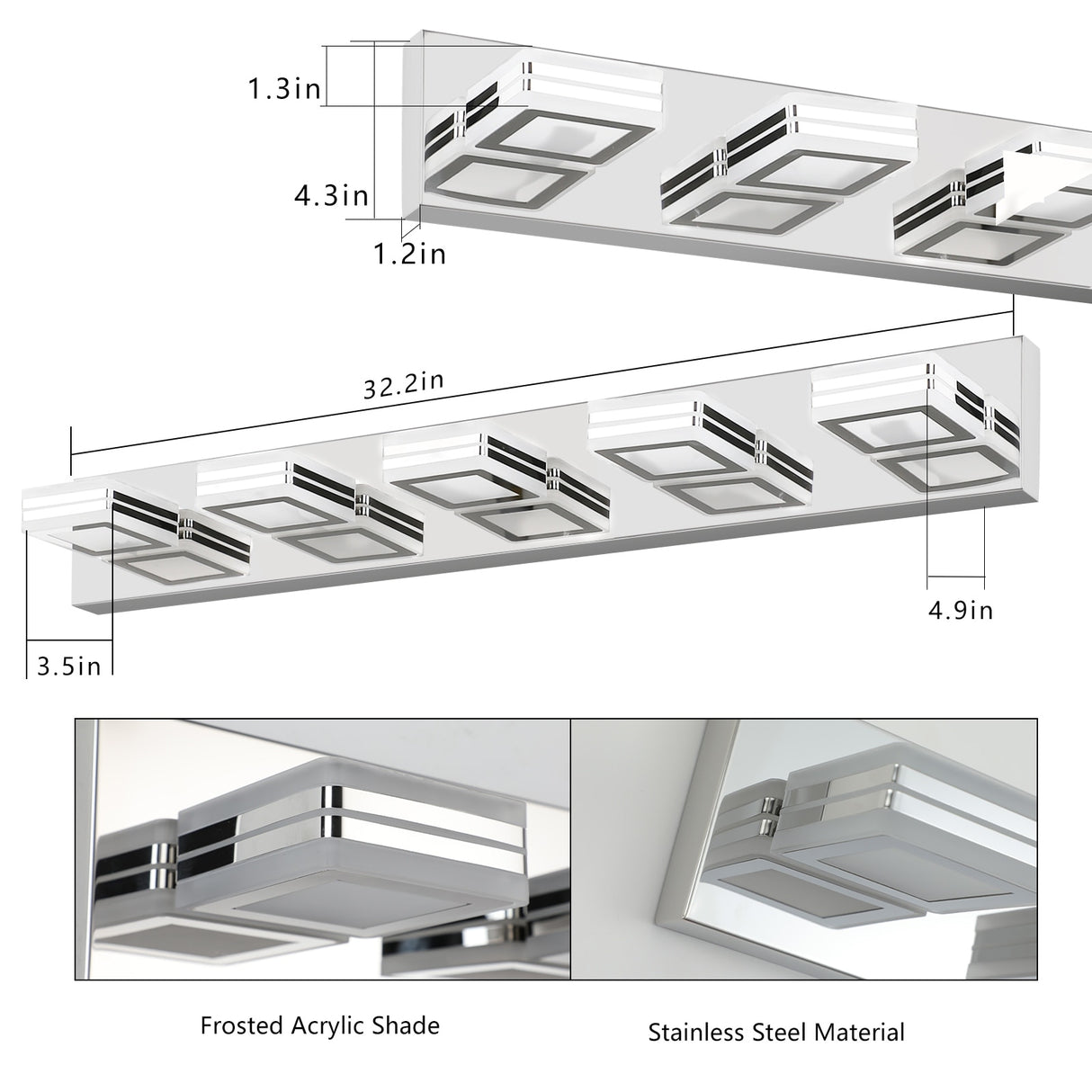 Modern Bathroom Vanity Lighting 5-Light LED Vanity Lights Wall Lights