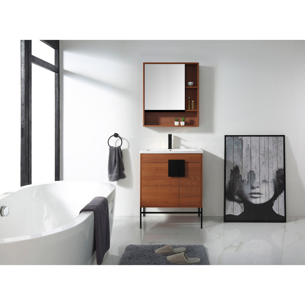 Modern Bathroom Vanity Set, Vireous China Sink Top 30"