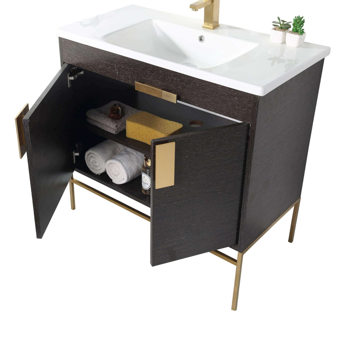 Modern Bathroom Vanity Set, Vireous China Sink Top 30"