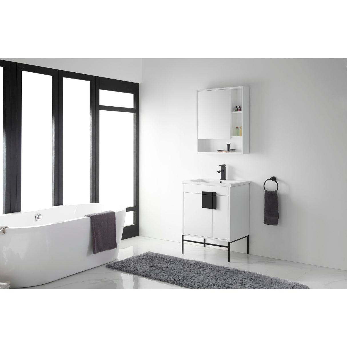 Modern Bathroom Vanity Set, Vireous China Sink Top 30"