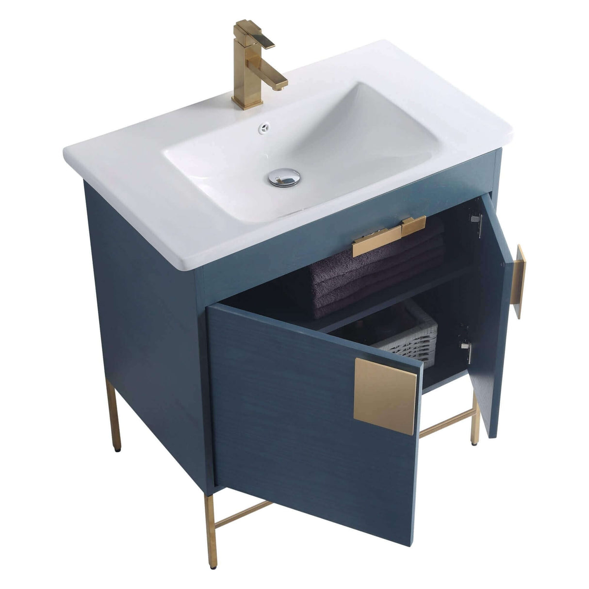 Modern Bathroom Vanity Set, Vireous China Sink Top 30"