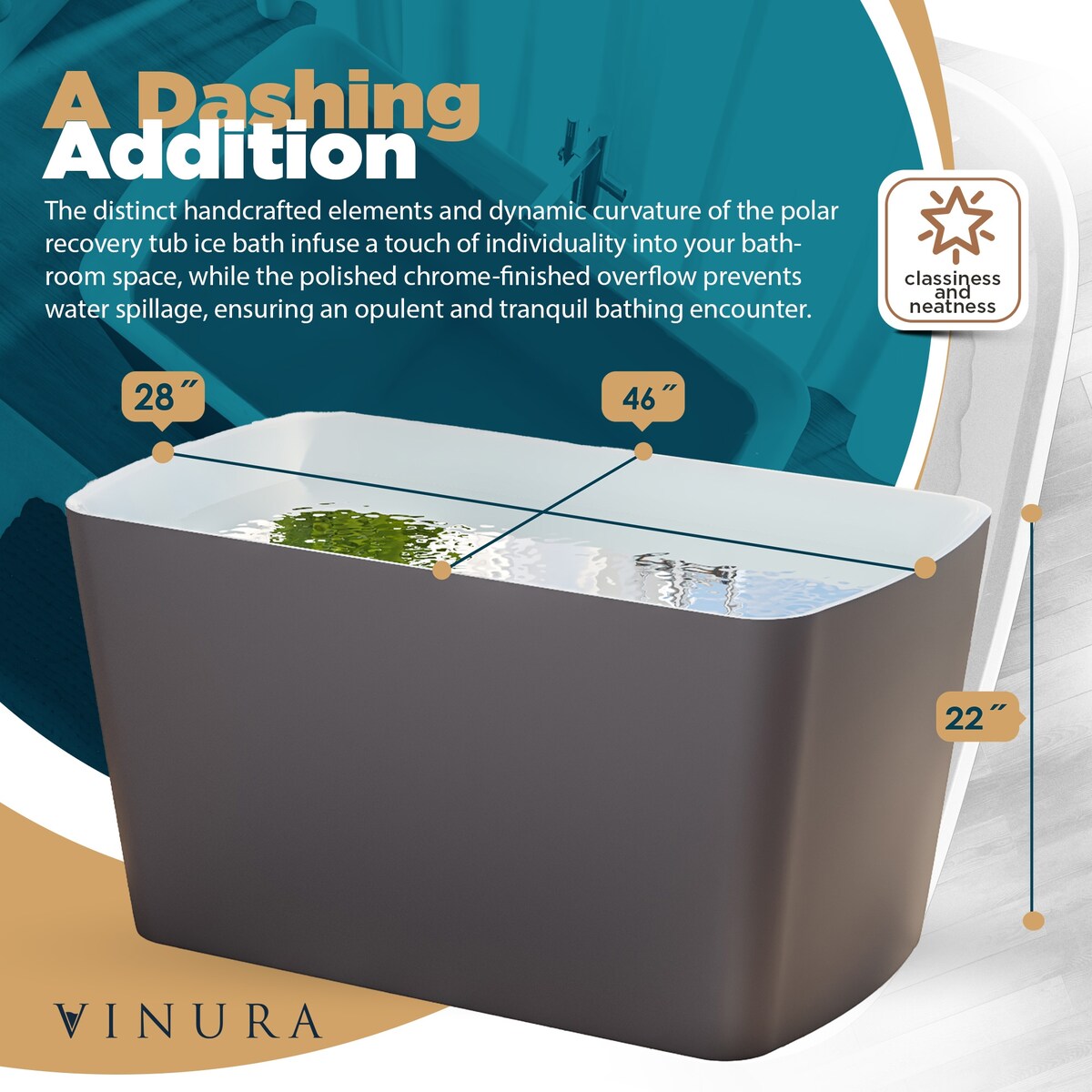 Modern Bathtubs for Bathrooms - 47” Gray Free Standing Tub - Medium