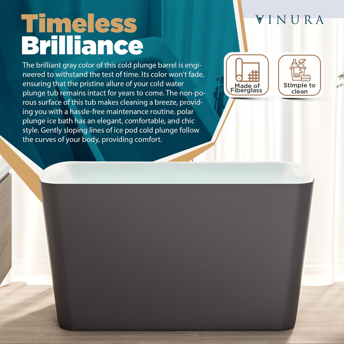 Modern Bathtubs for Bathrooms - 47” Gray Free Standing Tub - Medium