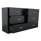 Modern Black 6-Drawer Dresser