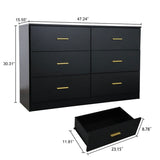 Modern Black 6-Drawer Dresser