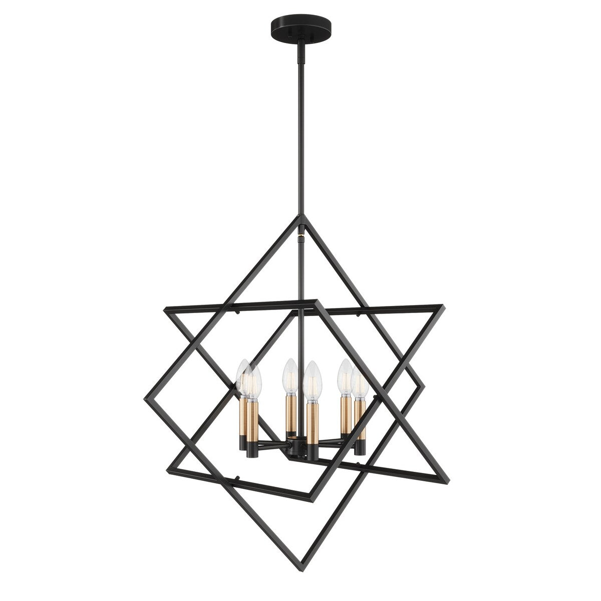 Modern Black 6-Light Geometric Lantern Hanging Light Fixture