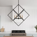 Modern Black 6-Light Geometric Lantern Hanging Light Fixture
