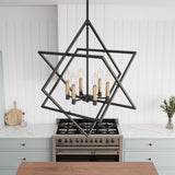 Modern Black 6-Light Geometric Lantern Hanging Light Fixture