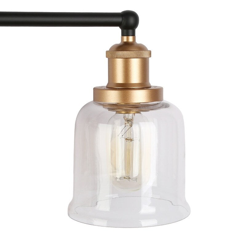 Modern Black Gold 4-Light Bathroom Vanity Light Fixture with Bell-shaped Shades - 30" L x 7" W x 10" H