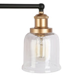 Modern Black Gold 4-Light Bathroom Vanity Light Fixture with Bell-shaped Shades - 30" L x 7" W x 10" H