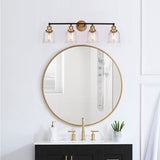 Modern Black Gold 4-Light Bathroom Vanity Light Fixture with Bell-shaped Shades - 30" L x 7" W x 10" H