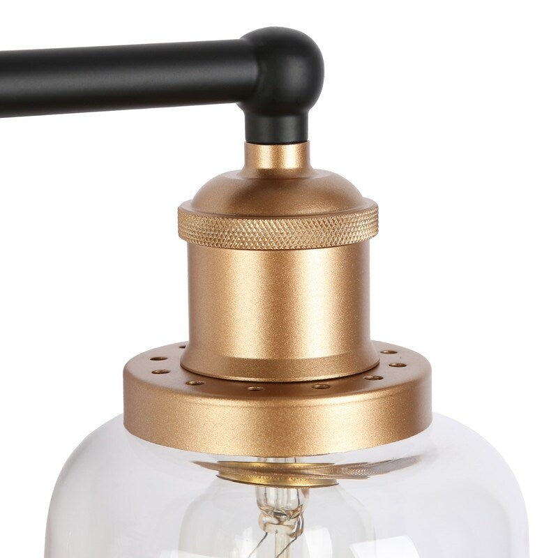Modern Black Gold 4-Light Bathroom Vanity Light Fixture with Bell-shaped Shades - 30" L x 7" W x 10" H