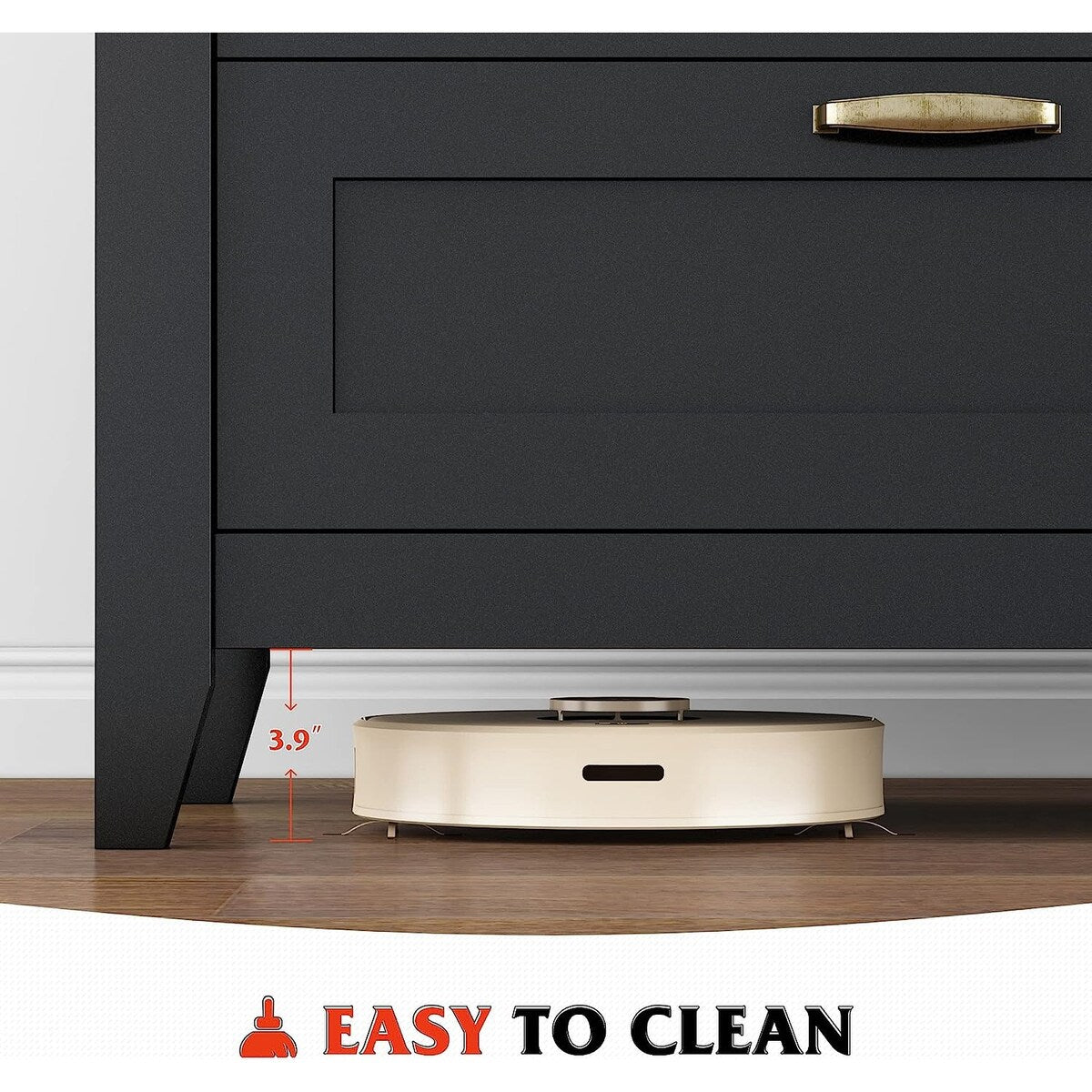 Modern Black Wood 6-Drawer Dresser with Metal Handles and Silent Slide Rails, Ample Storage for Bedroom, Nursery