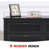 Modern Black Wood 6-Drawer Dresser with Metal Handles and Silent Slide Rails, Ample Storage for Bedroom, Nursery