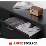 Modern Black Wood 6-Drawer Dresser with Metal Handles and Silent Slide Rails, Ample Storage for Bedroom, Nursery