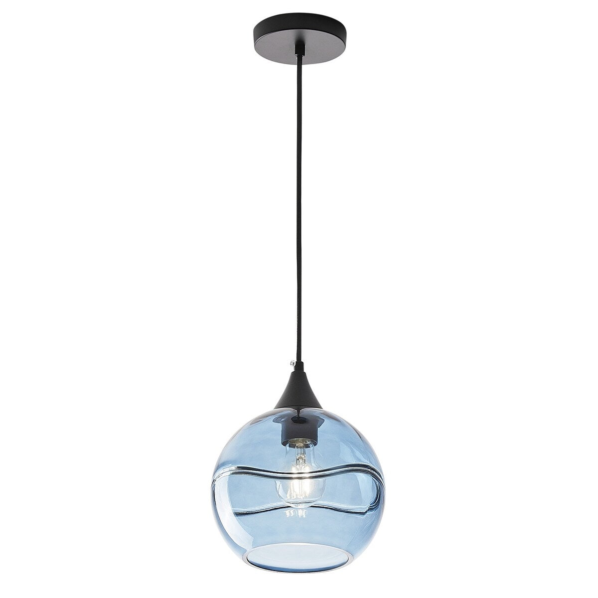 Modern Blue Rippled Glass Pendant Lighting Fixture for Kitchen Island