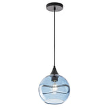 Modern Blue Rippled Glass Pendant Lighting Fixture for Kitchen Island