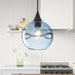 Modern Blue Rippled Glass Pendant Lighting Fixture for Kitchen Island