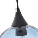 Modern Blue Rippled Glass Pendant Lighting Fixture for Kitchen Island